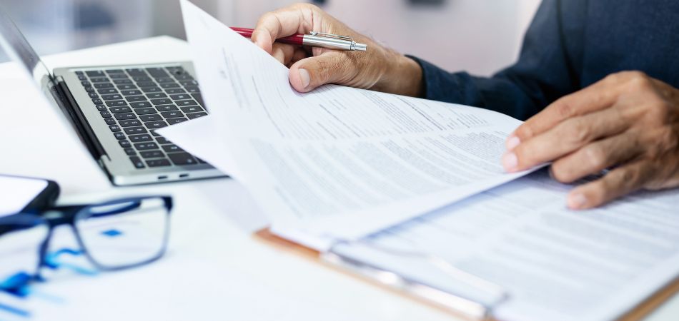 Attorney looking through paperwork